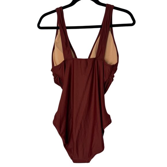 J.Crew Swimsuit Women 12 Sienna Red Ruched V-neck One Piece Beach Vacation - Picture 4 of 11